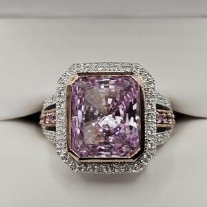 Gorgeous Victoria Wieck Fancy Cut Pink Sapphire [LC] Sterling Silver Size 5!